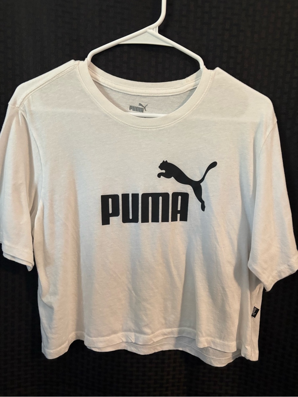 Puma White Crop Tee with Black Logo